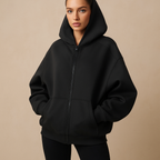Sweat à capuche oversize femme zippé, avec poches