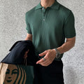 Ribstrikket poloshirt til mænd med korte ærmer