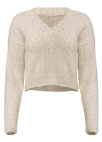 Pull court femme col V, manches longues