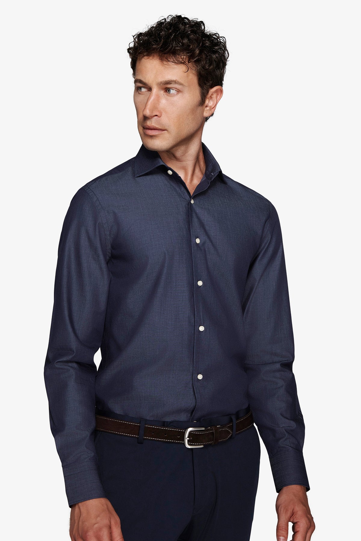 Camicia uomo slim a maniche lunghe, blu navy