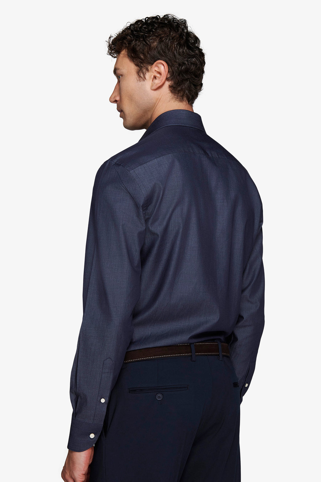 Camicia uomo slim a maniche lunghe, blu navy