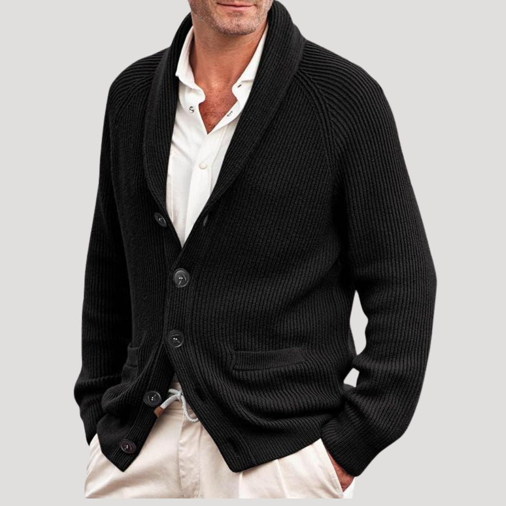 Cardigan uomo in maglia a coste con bottoni