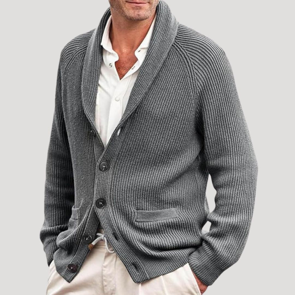 Cardigan uomo in maglia a coste con bottoni