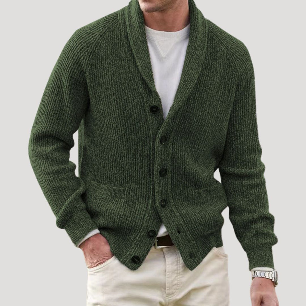 Cardigan uomo in maglia a coste con bottoni
