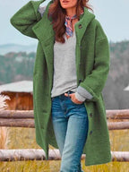 Manteau femme à capuche et boutons