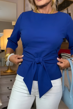 Camicetta donna con laccio in vita, manica 3/4
