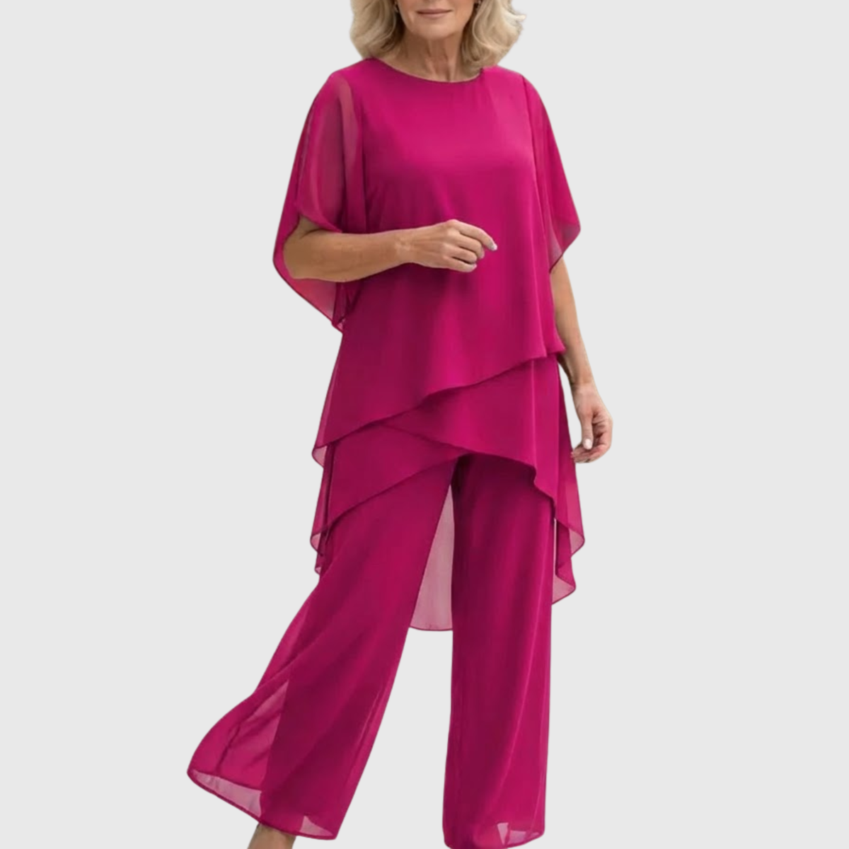 Conjunto palazzo de mulher com top drapeado e calças largas