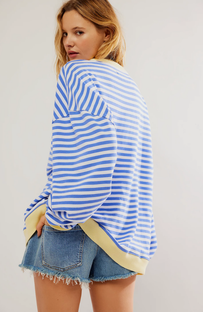 Felpa oversize donna a righe con maniche lunghe