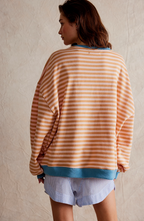 Felpa oversize donna a righe con maniche lunghe