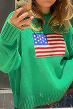 Camisola de mulher de gola alta com motivo de bandeira