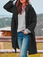 Manteau femme à capuche et boutons