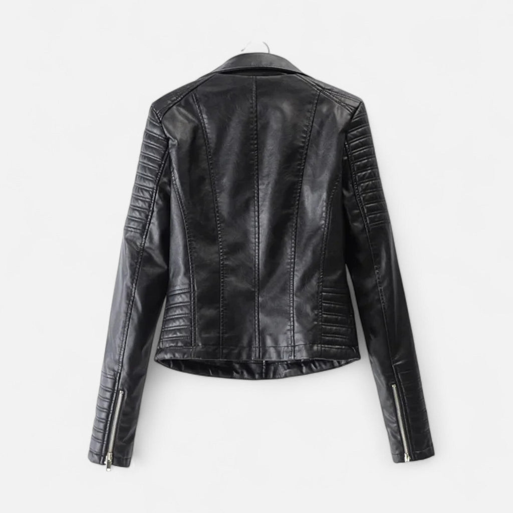 Giubbotto biker donna nero con maniche trapuntate