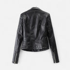 Giubbotto biker donna nero con maniche trapuntate