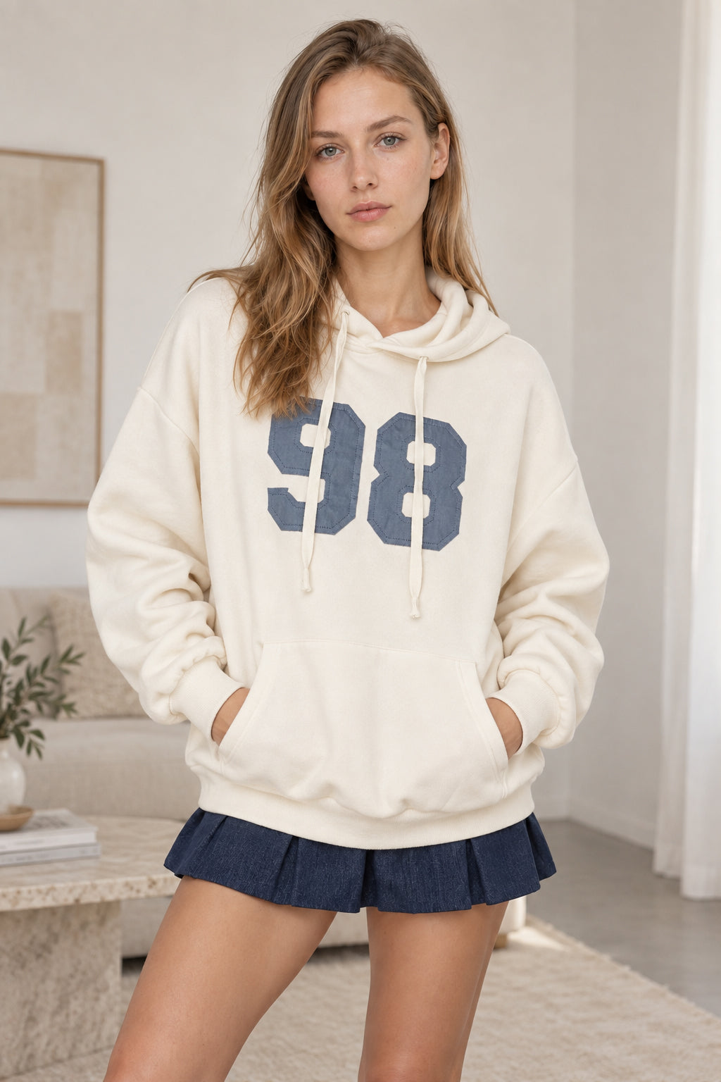 Sweat à capuche oversize femme à imprimé chiffre