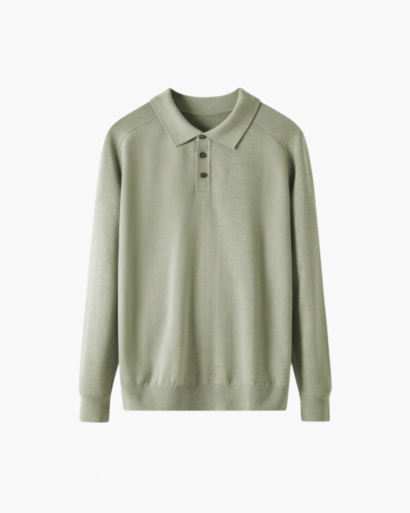 Camisola polo de mulher com gola e mangas compridas