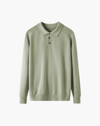 Camisola polo de mulher com gola e mangas compridas