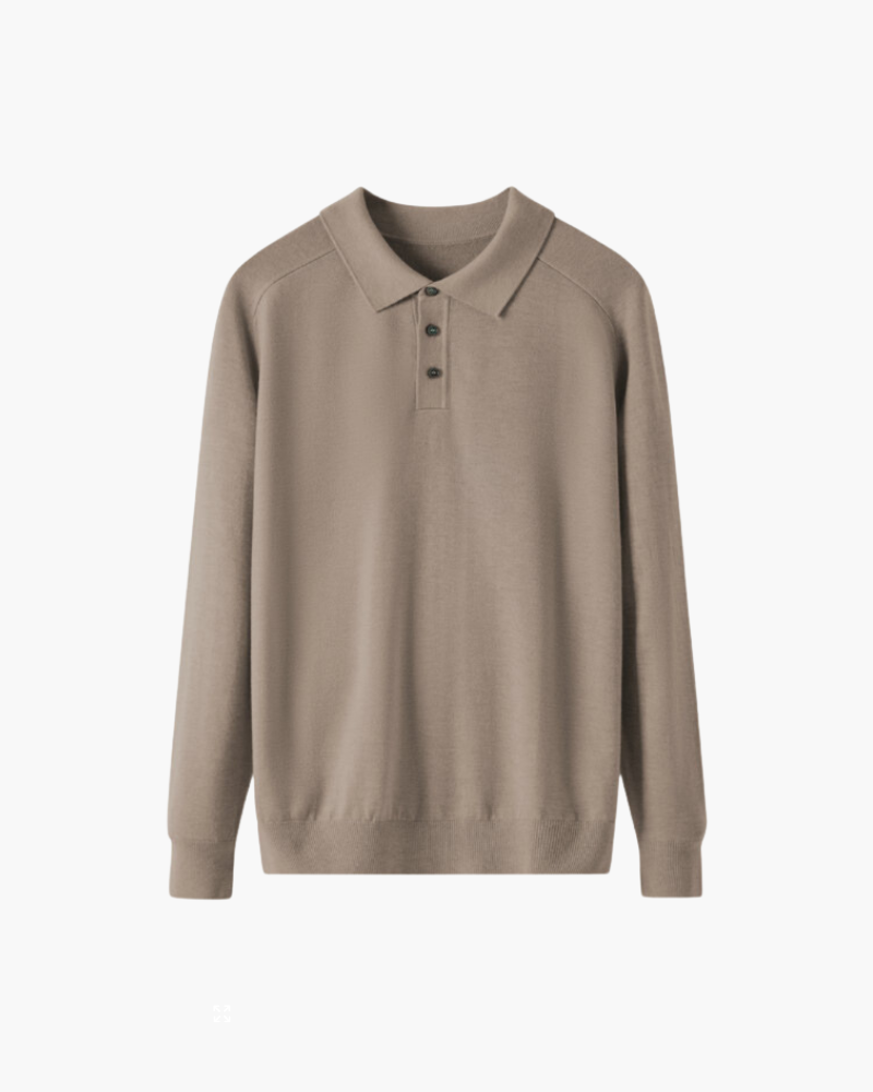Camisola polo de mulher com gola e mangas compridas