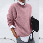 Maglione donna girocollo, maniche lunghe, taglio ampio