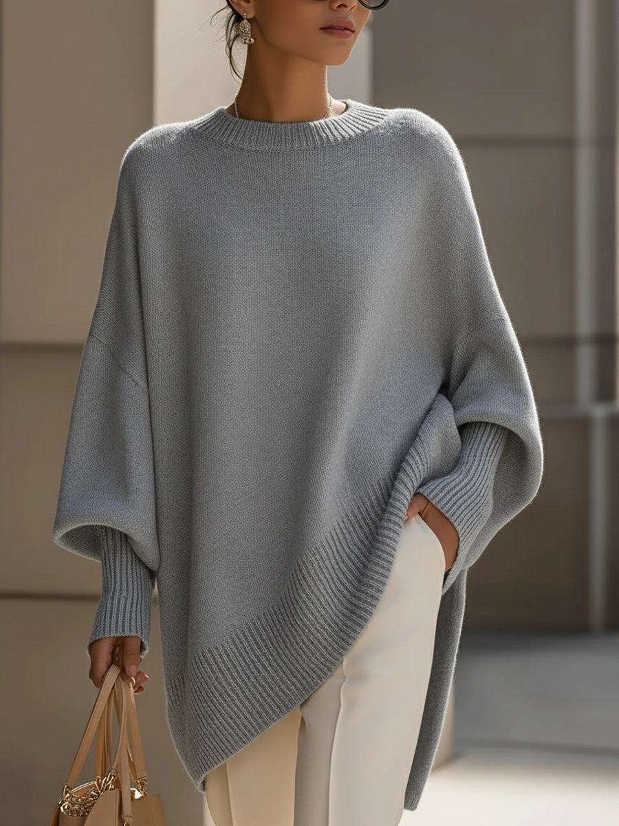 Pull oversize femme à col rond et manches larges