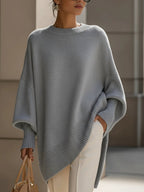 Pull oversize femme à col rond et manches larges