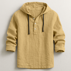 Camisa unisex con capucha, manga larga y botones
