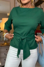 Camicetta donna con laccio in vita, manica 3/4