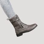 Botines de mujer hasta media pantorrilla con cordones y cremallera