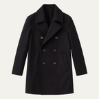 Manteau d'hiver homme croisé à revers, noir