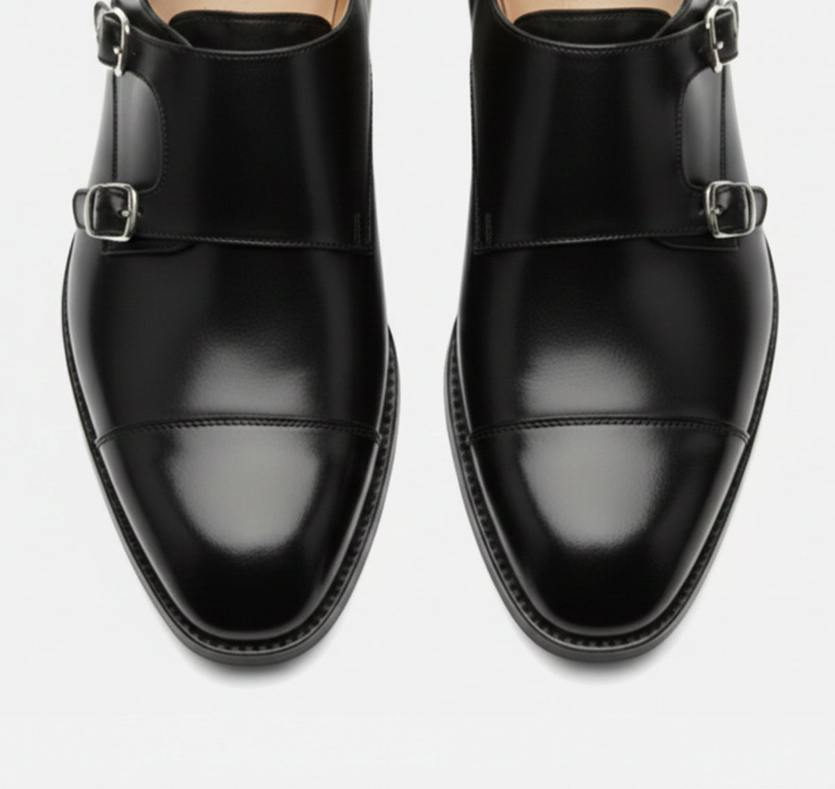 Scarpe basse uomo con doppia fibbia, finitura liscia