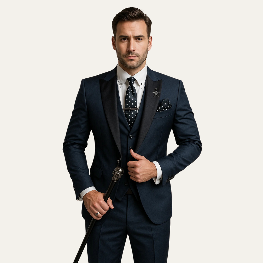 Tredelt jakkesæt til mænd med vest og blazer
