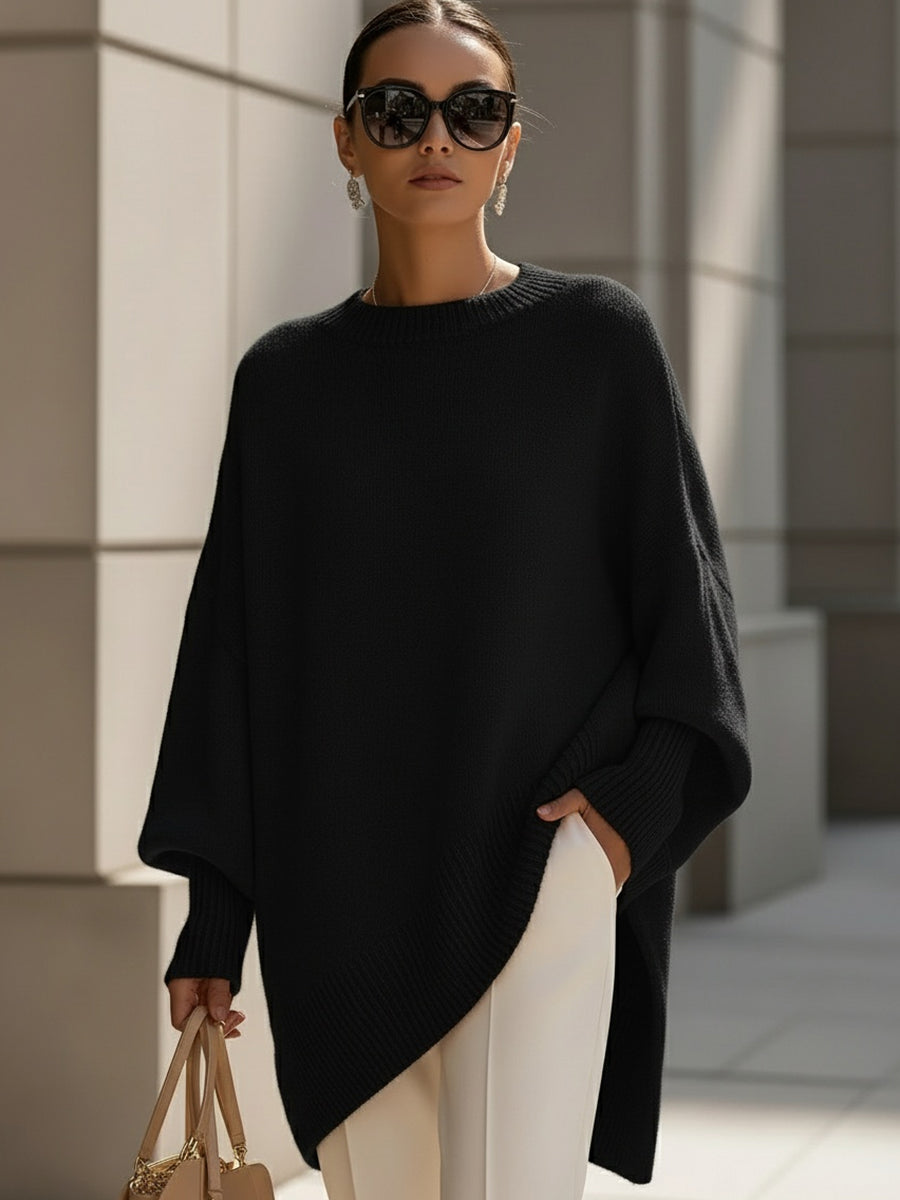 Pull oversize femme à col rond et manches larges