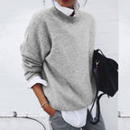 Maglione donna girocollo, maniche lunghe, taglio ampio