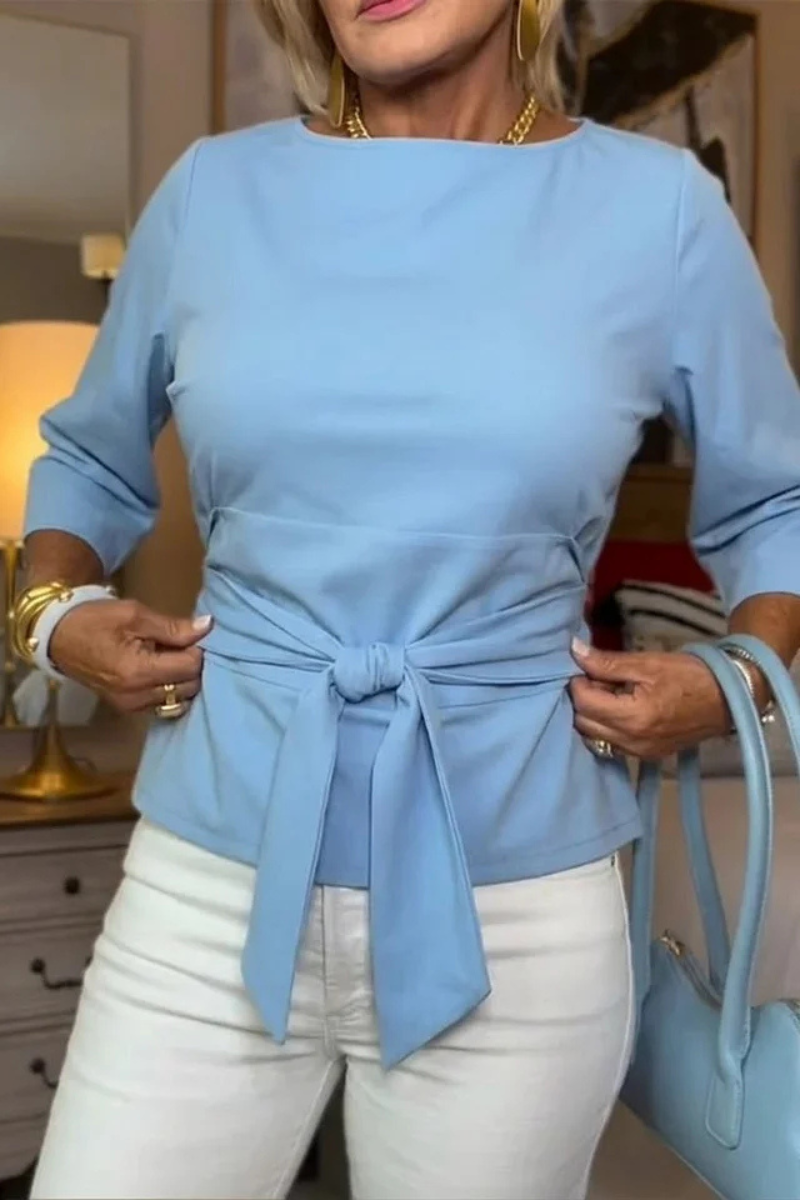 Camicetta donna con laccio in vita, manica 3/4