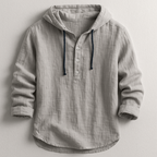 Camisa unisex con capucha, manga larga y botones