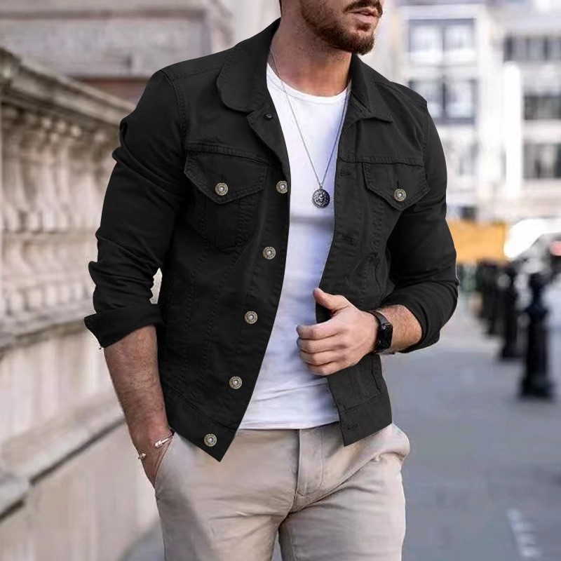 Classic Men's Denim Jacket With Button Pockets