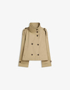 Giacca donna corta in stile trench doppiopetto con cintura