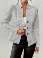 Blazer de malha de mulher texturado com botões