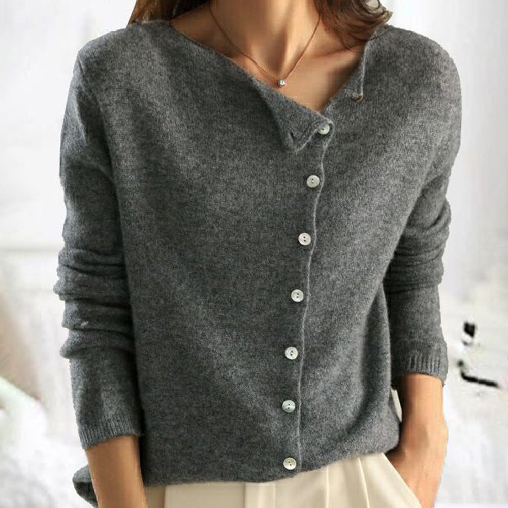 Women's Knit Cardigan With Button Front and Long Sleeves