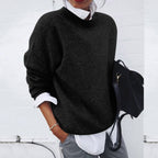 Maglione donna girocollo, maniche lunghe, taglio ampio