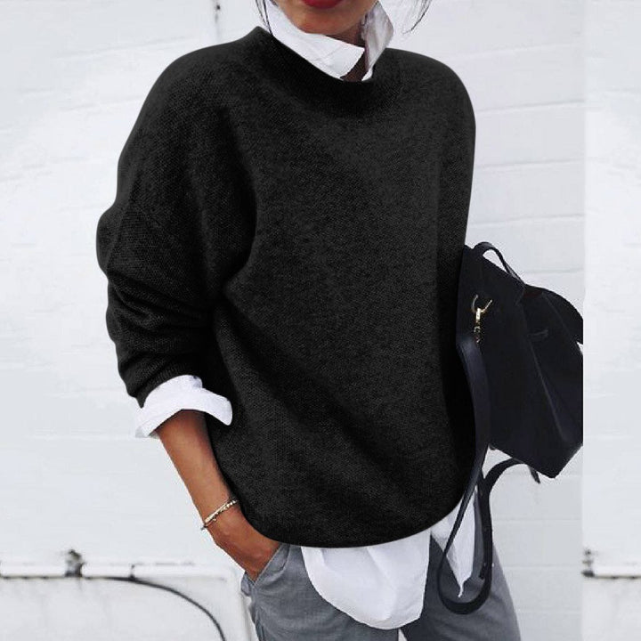 Pull femme col rond manches longues coupe ample