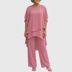Conjunto palazzo de mulher com top drapeado e calças largas