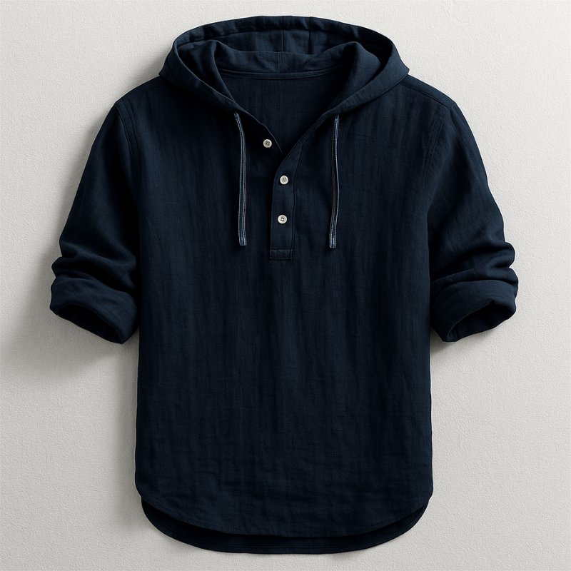 Camisa unisex con capucha, manga larga y botones