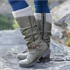 Botas de mujer con caña fruncida y puño de punto