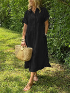 Robe chemise femme à rayures avec poches