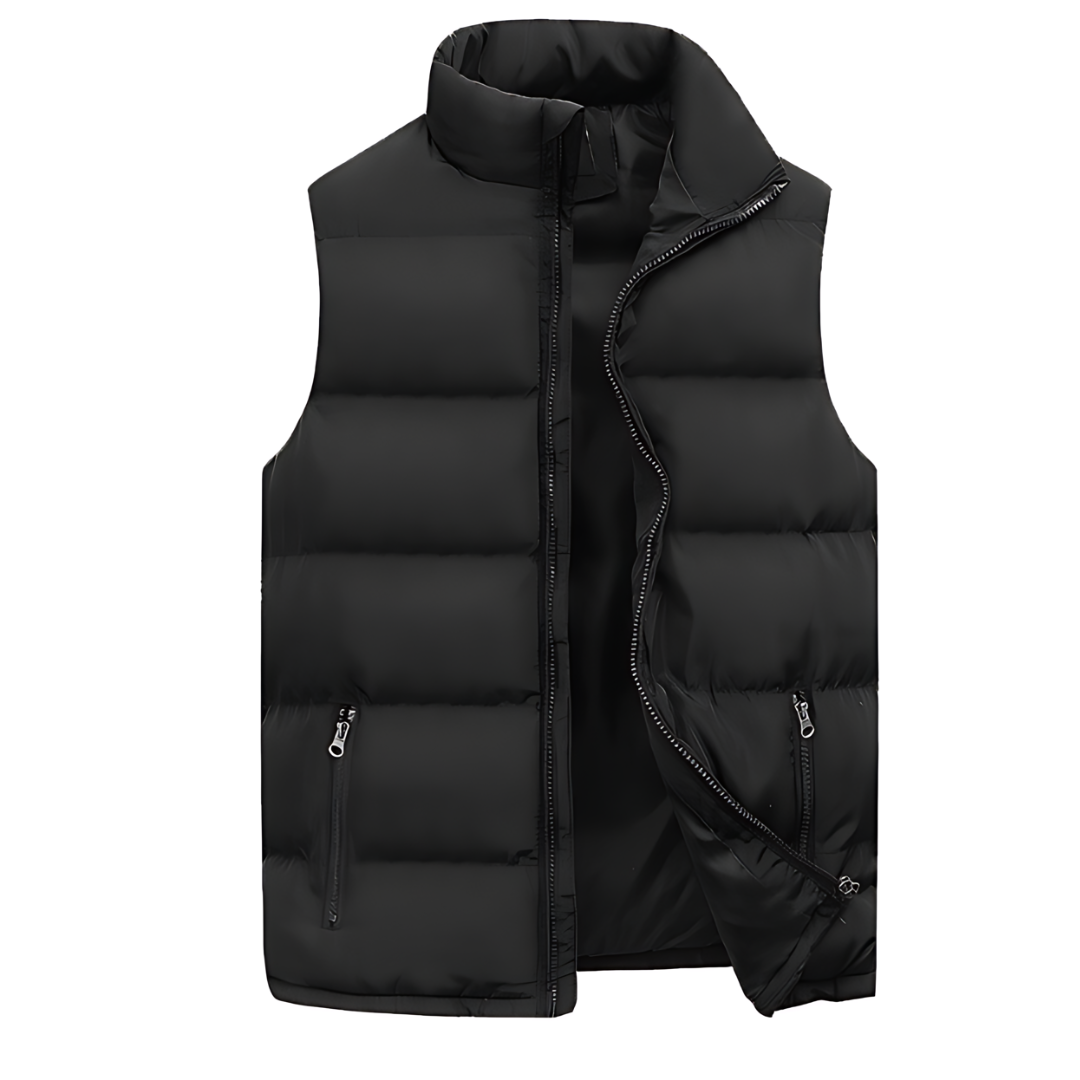 Gilet sans manches matelassé homme à col montant et zip