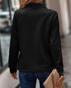 Sweat côtelé femme à col montant et zip