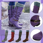 Botas de mujer con caña fruncida y puño de punto