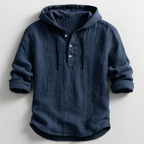 Camisa unisex con capucha, manga larga y botones