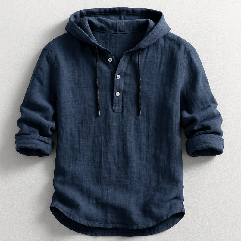 Camisa unisex con capucha, manga larga y botones
