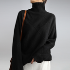 Rullekravesweater til damer med geometrisk mønster og lange ærmer